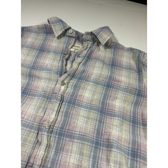 Current Elliott Prep School Button Down Desert Plaid Cream Blue Size Medium 2 - Picture 7 of 11